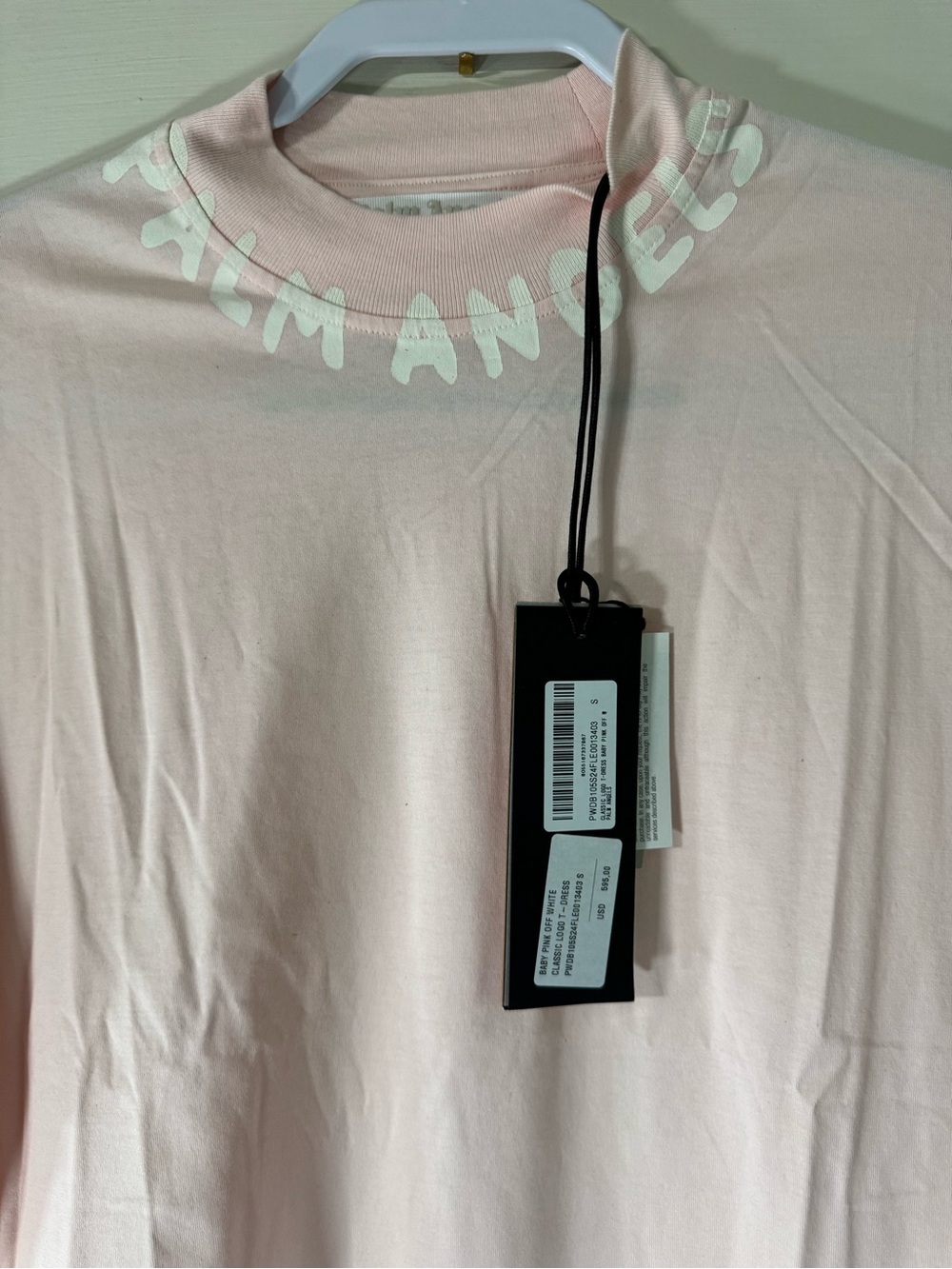 Classic Logo T‑Dress in Baby Pink/Off‑White